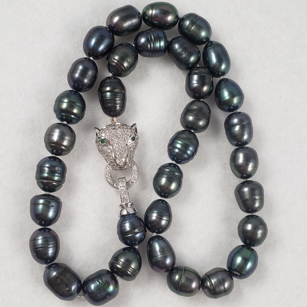 REAL - 11mm Black Pearl Necklace - Picture 4 of 6